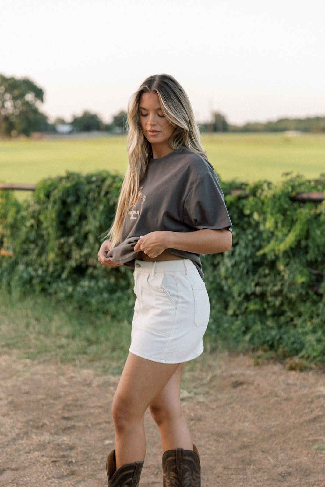 Rosalyn Mini Skirt in Ecru