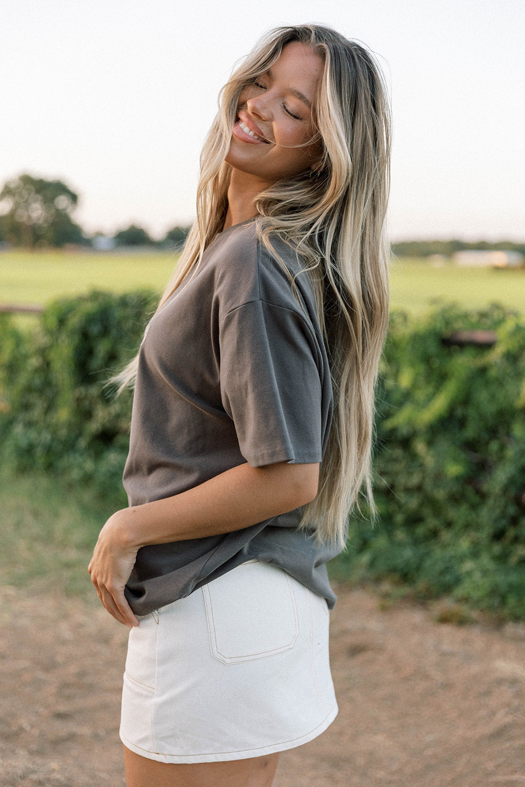Rosalyn Mini Skirt in Ecru