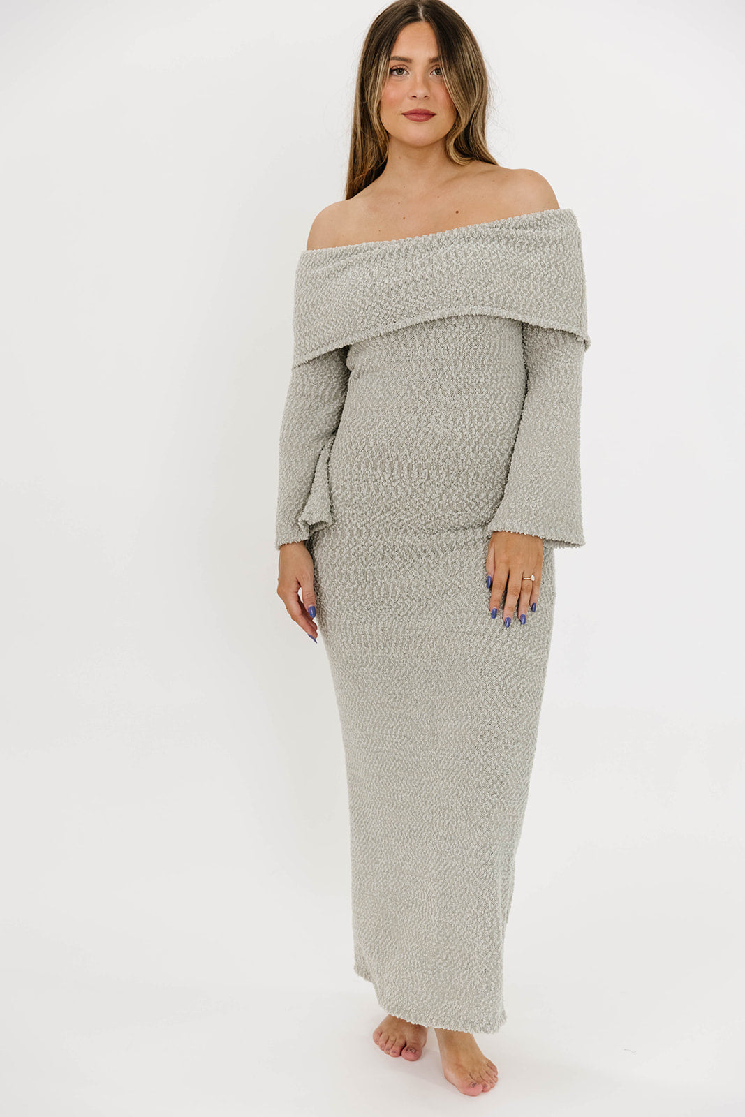 Nora Knit Maxi Dress in Dusty Sage - Bump Friendly