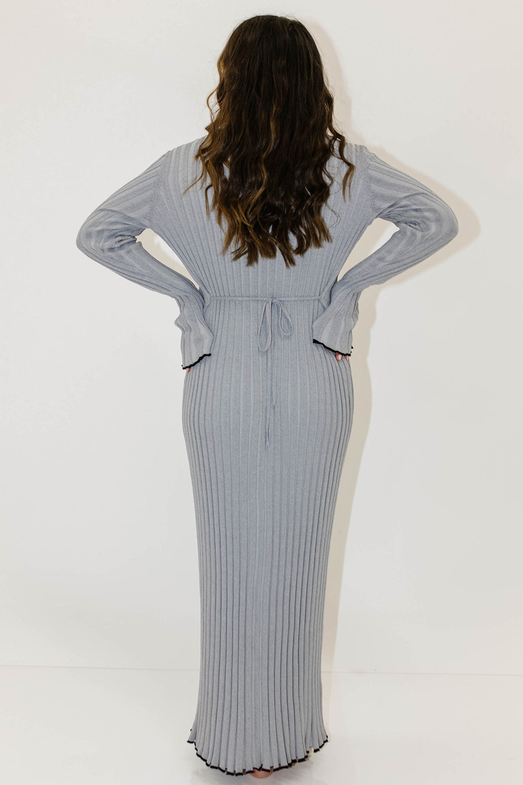 Bentley Maxi Dress in Heather Gray with Black Trim - Bump Friendly