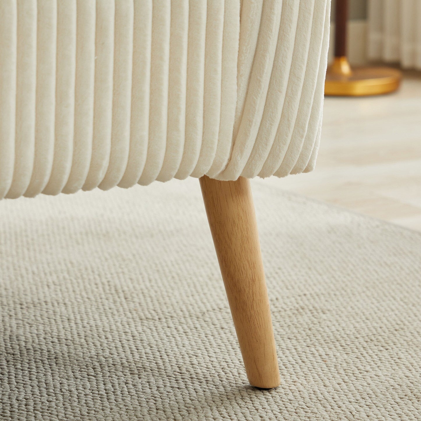 50.78 Modern Loveseat Couch Sofa, Corduroy Fabric Upholstered 2-Seat Sofa, Loveseat with Wooden Nature Legs