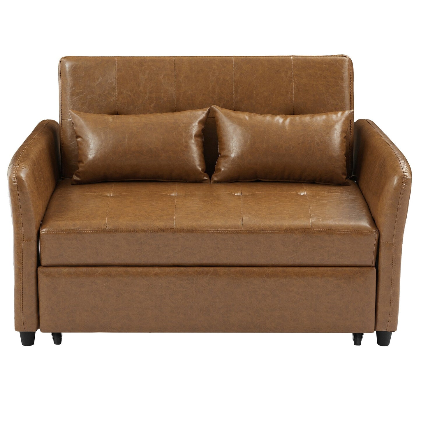 51.57 PU Convertible Sleeper Sofa with 3 USB Ports, 400lb Capacity, and Pull-Out Bed Mechanism