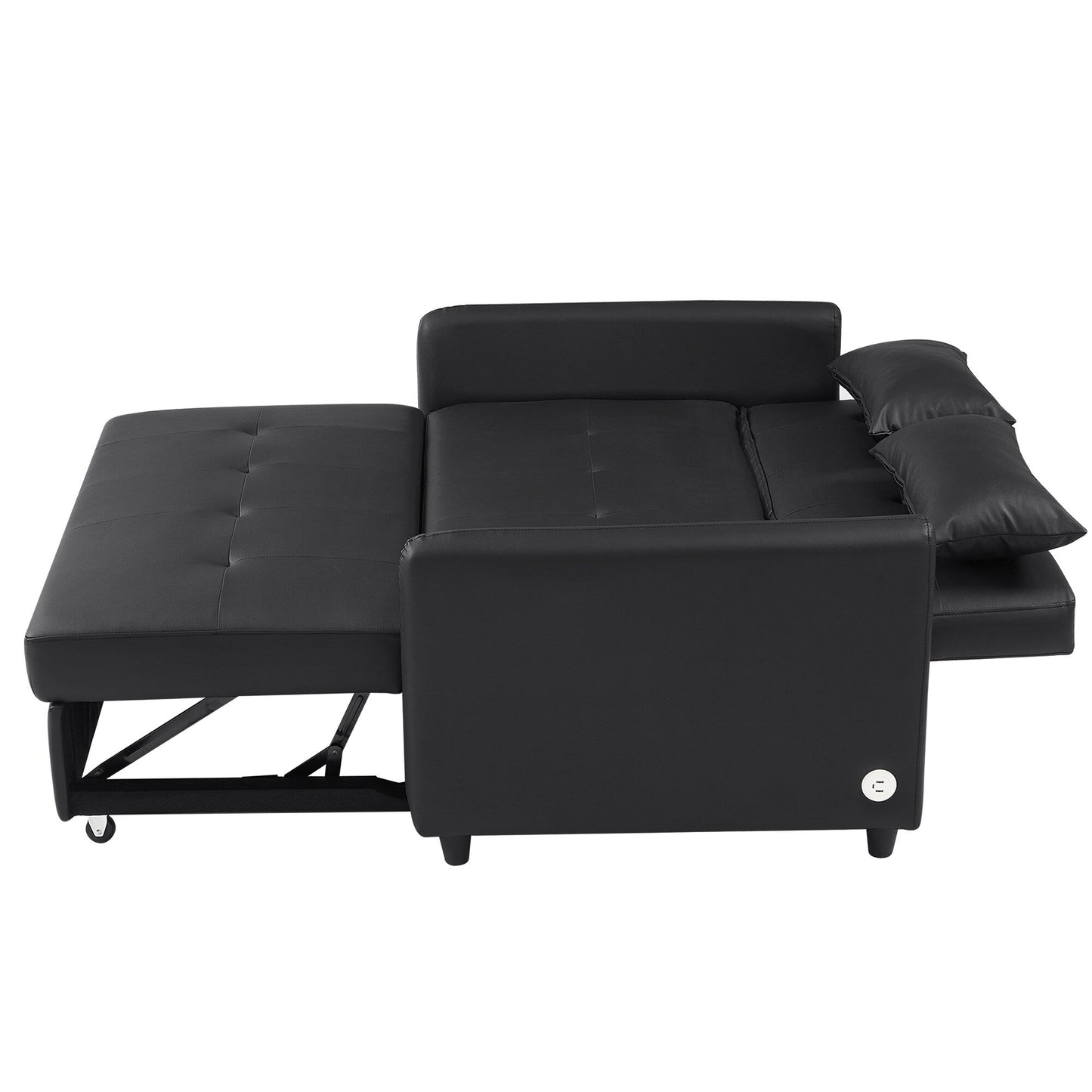 51.57 PU Convertible Sleeper Sofa with 3 USB Ports, 400lb Capacity, and Pull-Out Bed Mechanism