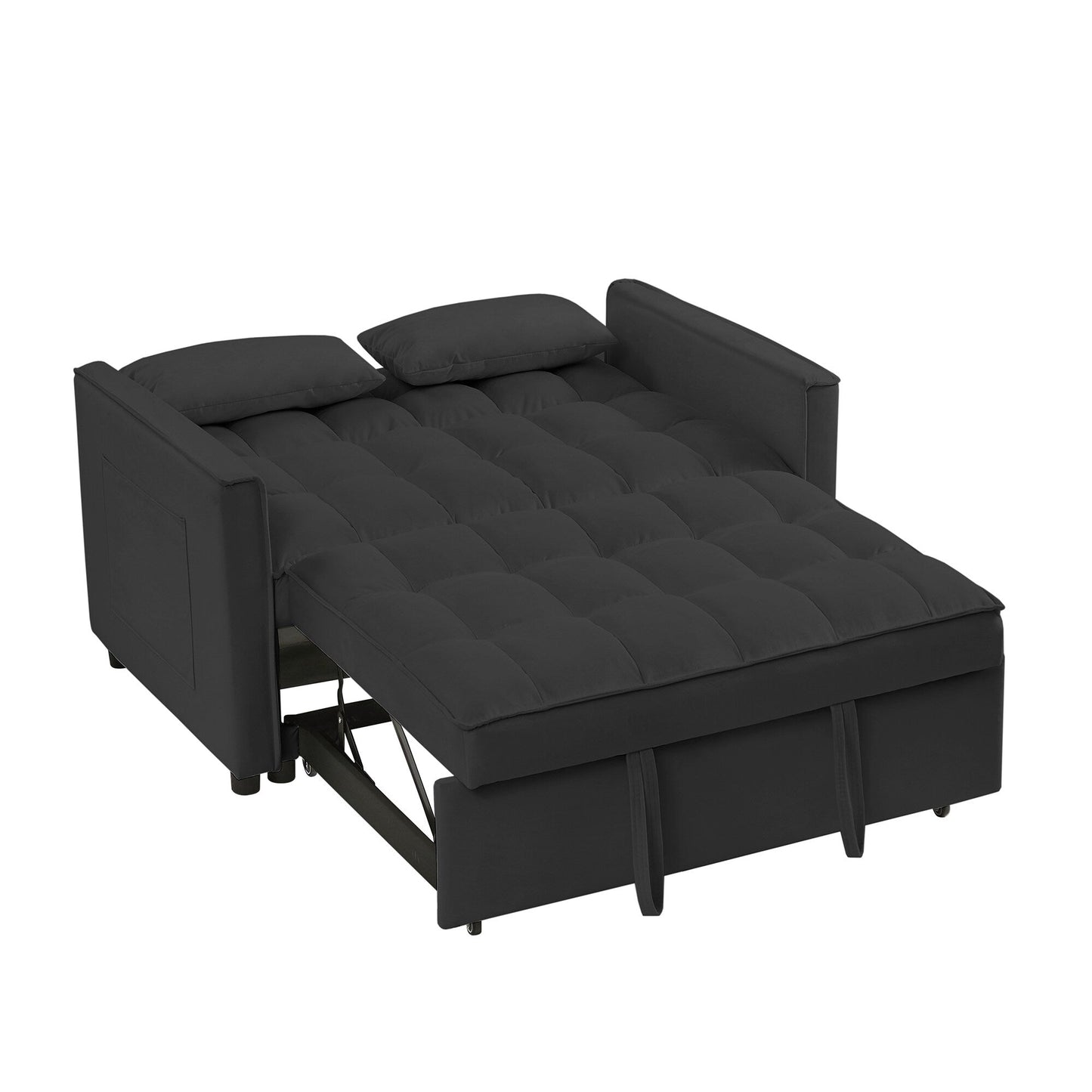52.75 Velvet Modern 4-Seater Sleeper Sofa with Adjustable Backrest