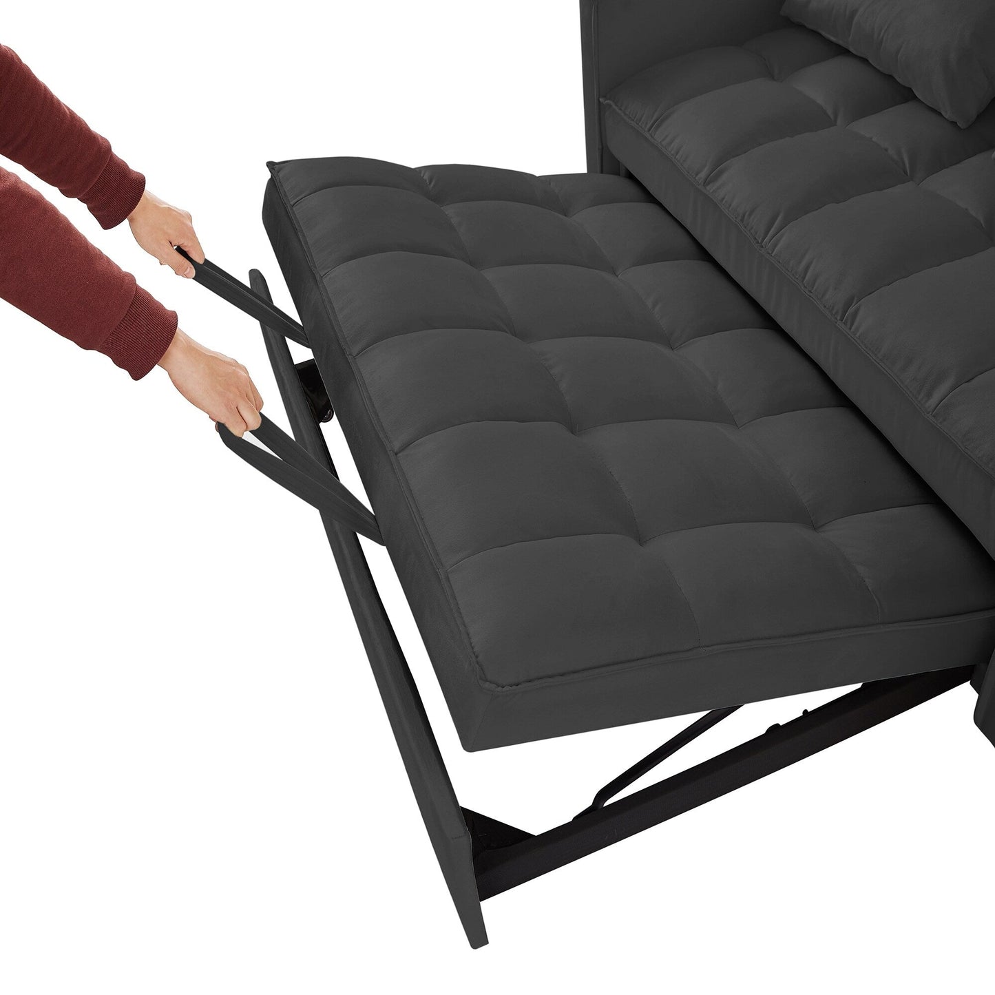 52.75 Velvet Modern 4-Seater Sleeper Sofa with Adjustable Backrest