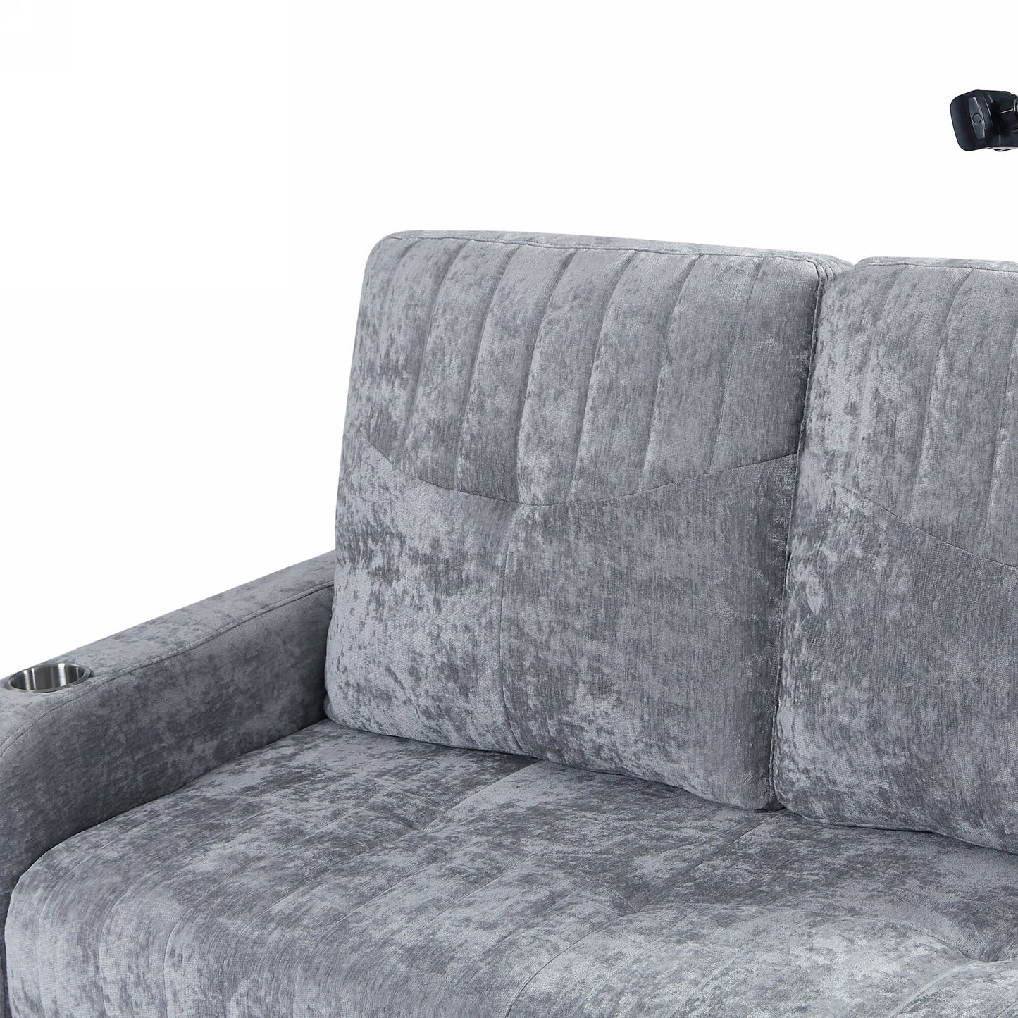 53.9 Chenille Convertible Loveseat with Pull-Out Bed, 3 USB Ports, and Smart Storage