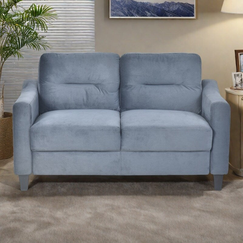 54.3 Velvet 2-Seater Sectional Sofa with Detachable Cushions