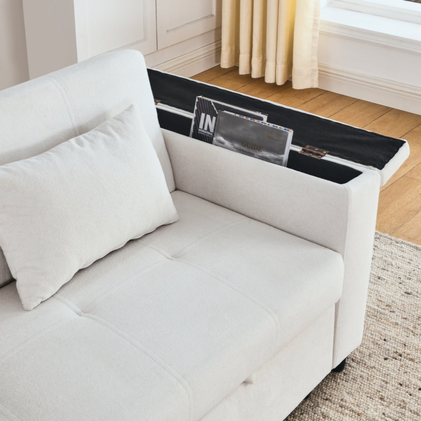 54 Pull-Out Sleeper Sofa Bed Double Seat Recliner Sofa Bed with Armrests with Storage and Side Pockets,with USB Power Outlet