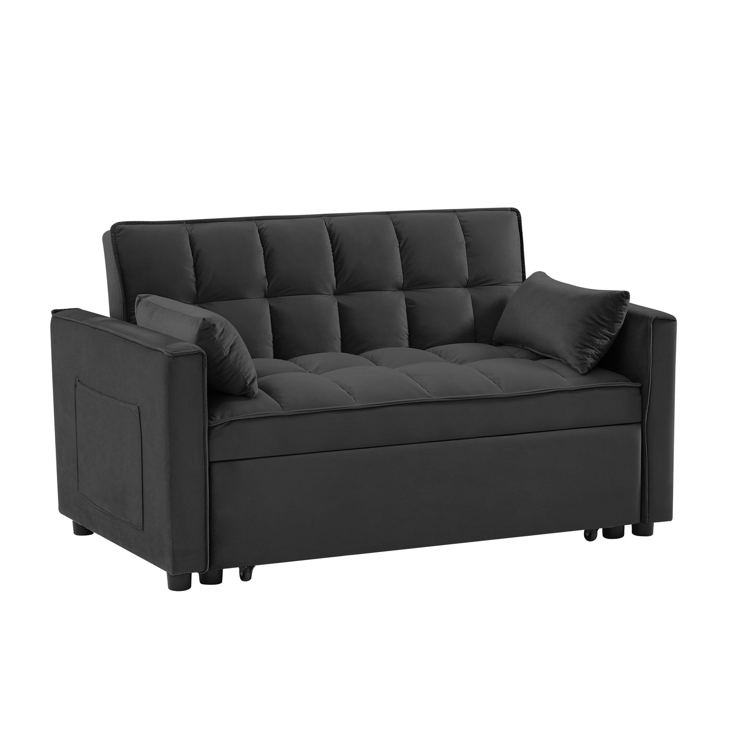 55.2 Velvet 2-in-1 Convertible Sofa Bed with Adjustable Backrest
