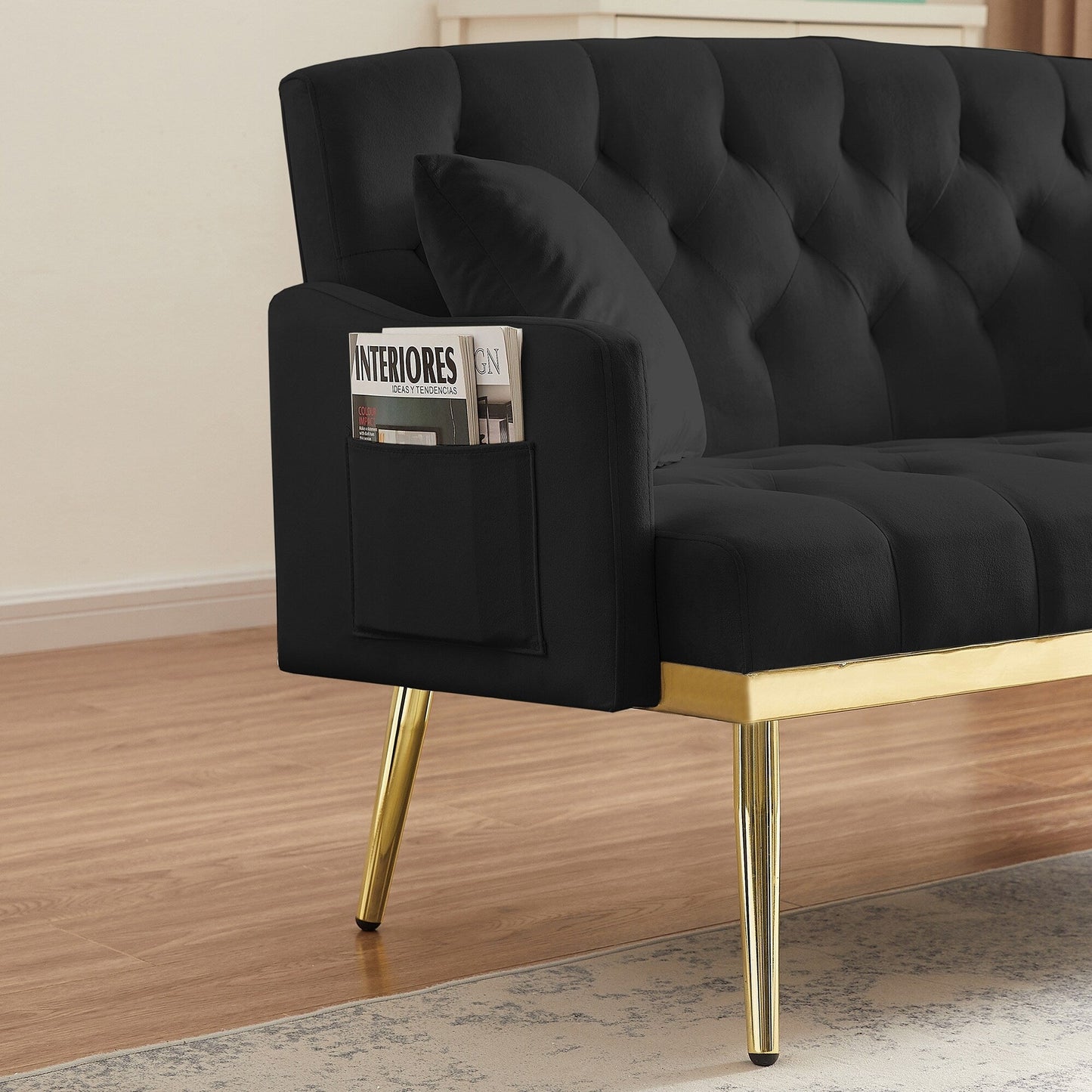 55.5 Velvet 2-Seater Sofa with 2 Pillows, Contemporary Design, and Easy Assembly