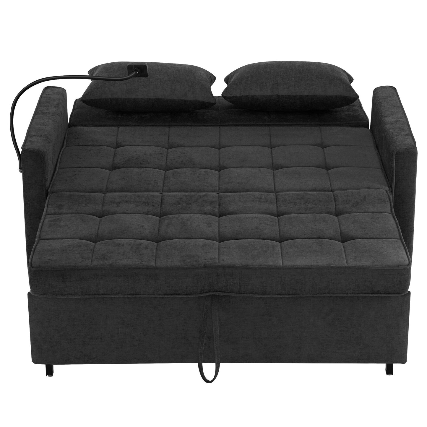 56.9 W Chenille Sleeper Sofa with USB Ports Pull-out Sofa Bed