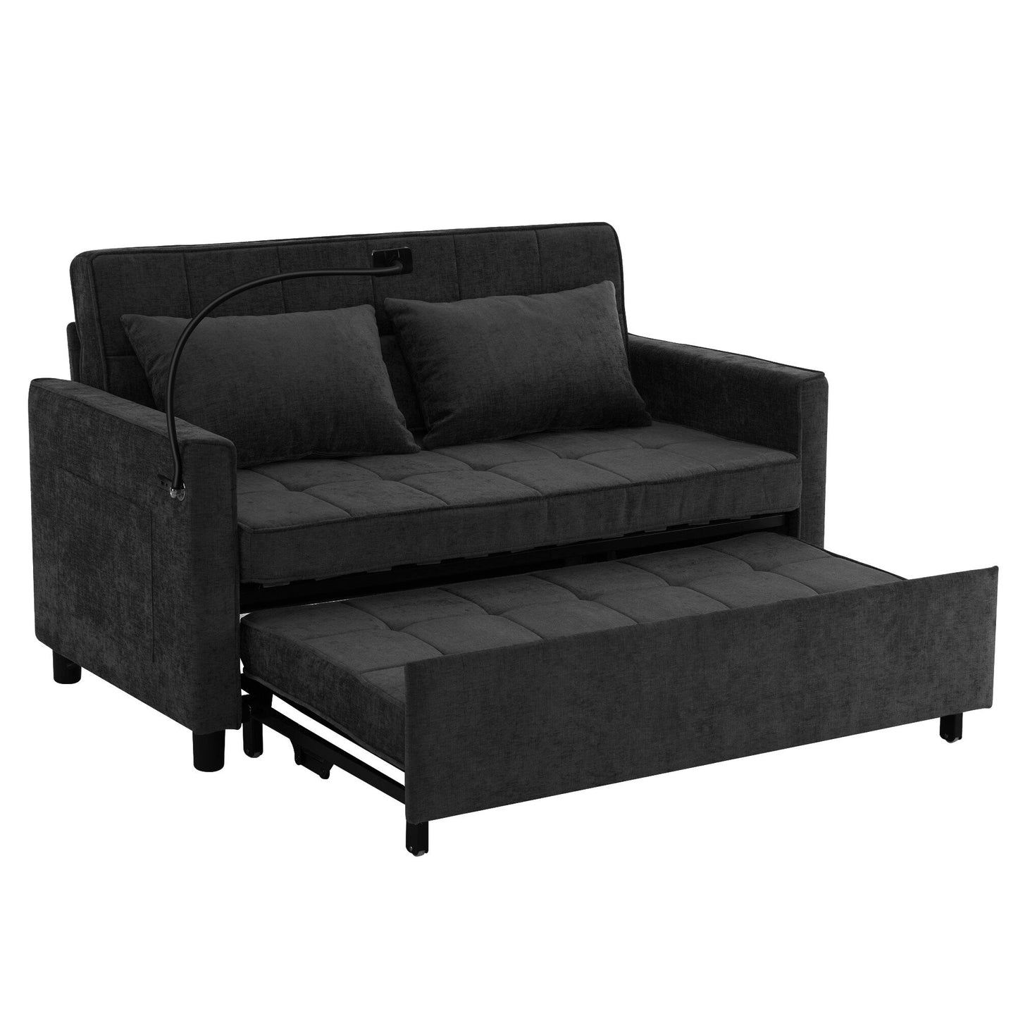 56.9 W Chenille Sleeper Sofa with USB Ports Pull-out Sofa Bed