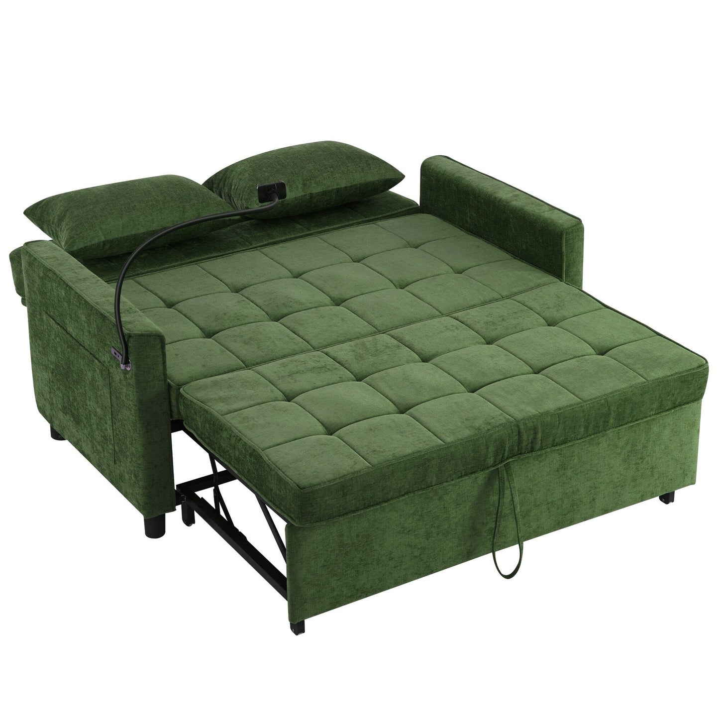 56.9 W Chenille Sleeper Sofa with USB Ports Pull-out Sofa Bed