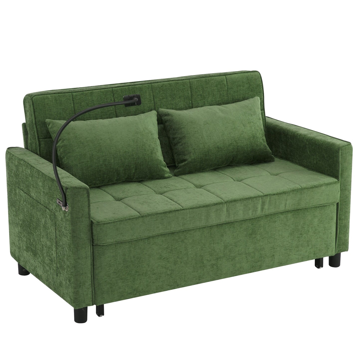 56.9 W Chenille Sleeper Sofa with USB Ports Pull-out Sofa Bed