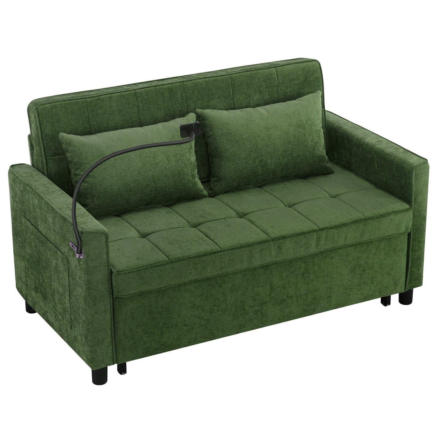 56.9 W Chenille Sleeper Sofa with USB Ports Pull-out Sofa Bed