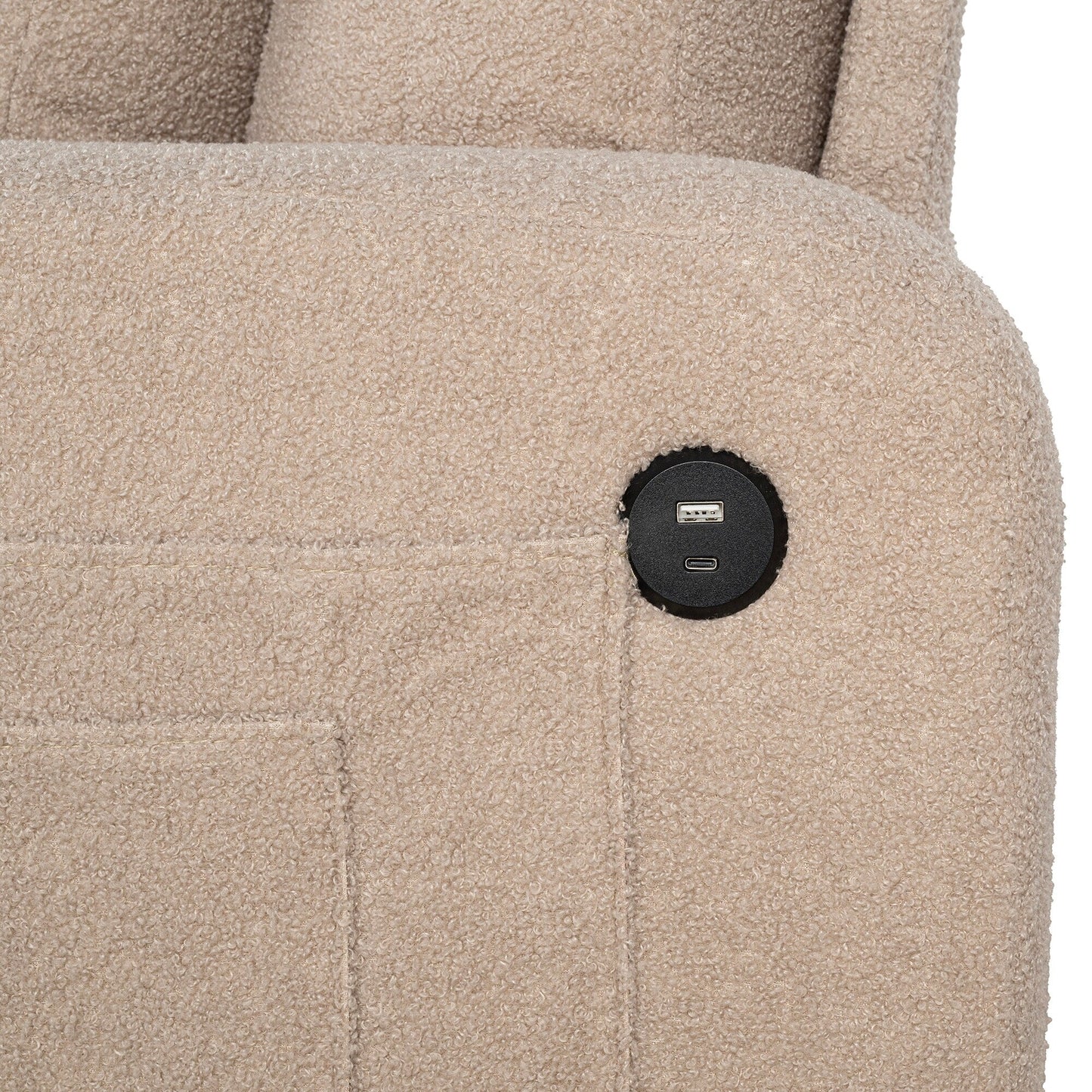 61 Small Beige Loveseat Sofa with 2 Pillows and Cup Holder