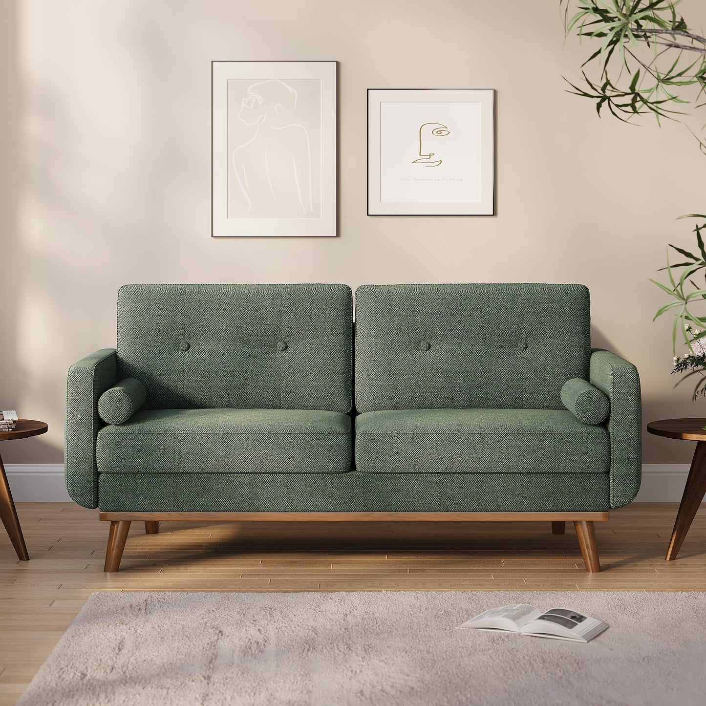 64 Loveseat Sofa, Mid Century Modern Couch Comfy Love Seat Couches for Living Room