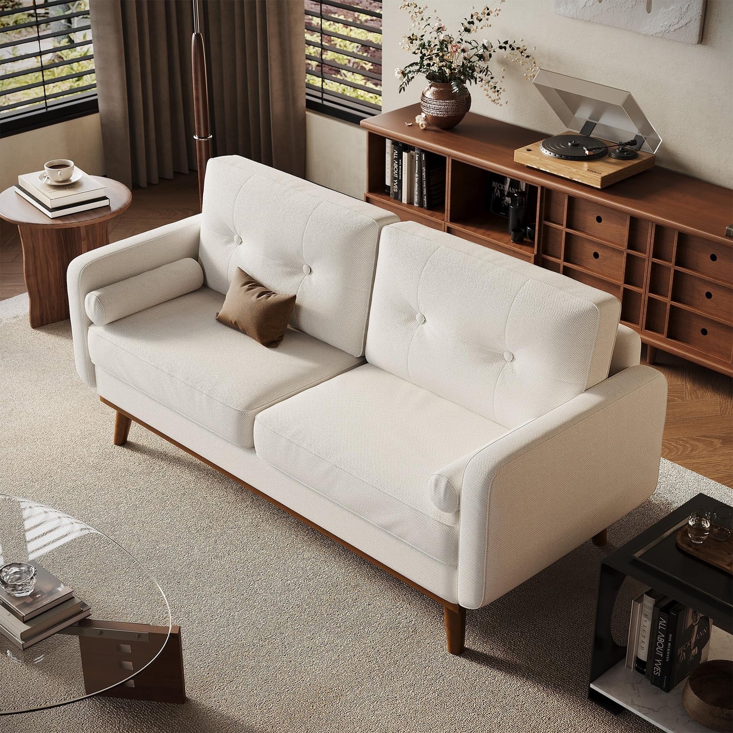64 Loveseat Sofa, Mid Century Modern Couch Comfy Love Seat Couches for Living Room