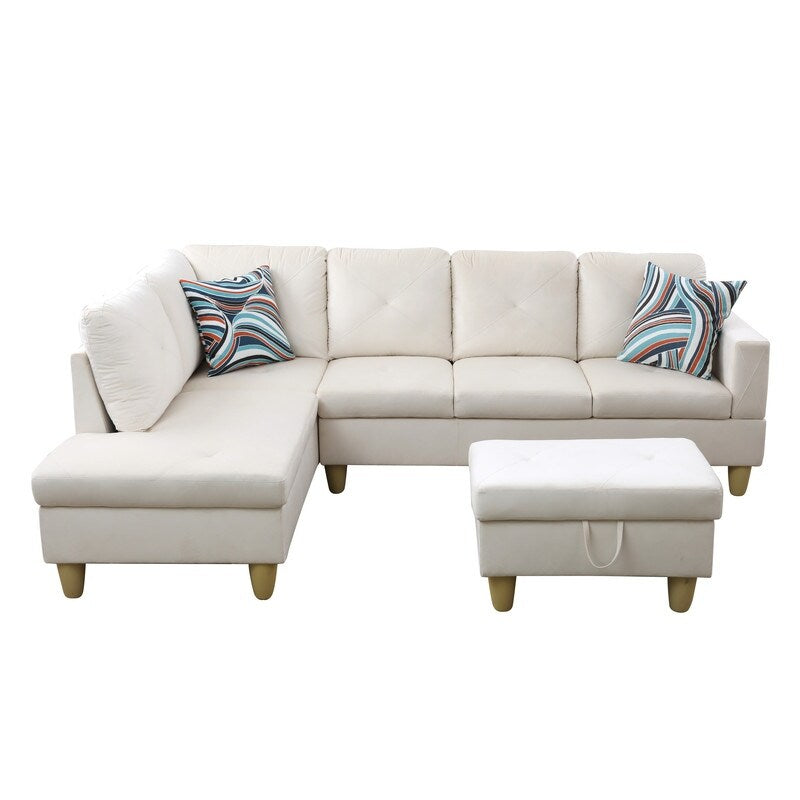 66.5 White Flannel 3-Piece Living Room Sofa Set