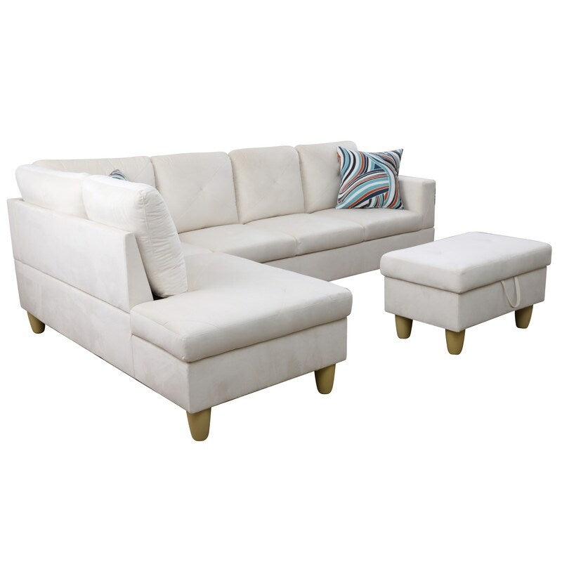 66.5 White Flannel 3-Piece Living Room Sofa Set