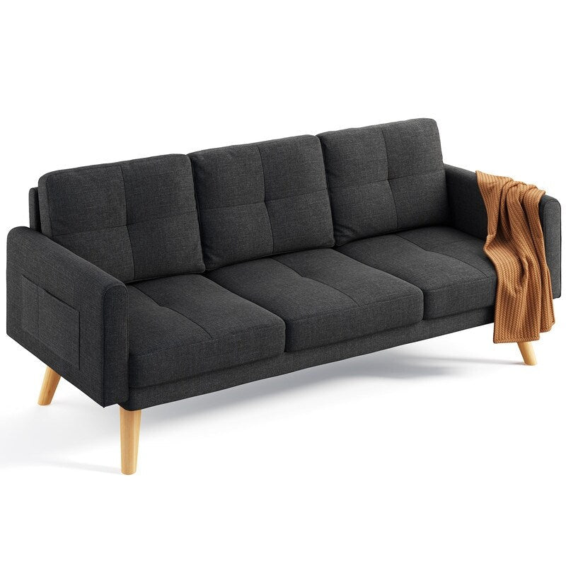 67” Sofa Couch with Soft Armrest Small Sofa Seat with 3 Comfy Pillows,3-Seater Couch for Livingroom