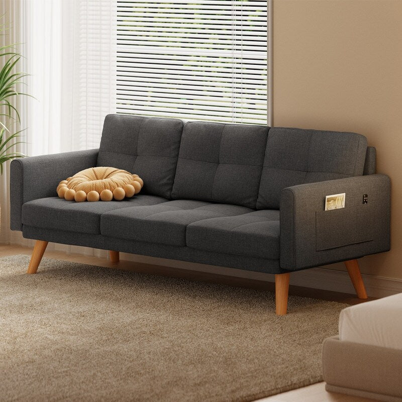 67” Sofa Couch with Soft Armrest Small Sofa Seat with 3 Comfy Pillows,3-Seater Couch for Livingroom