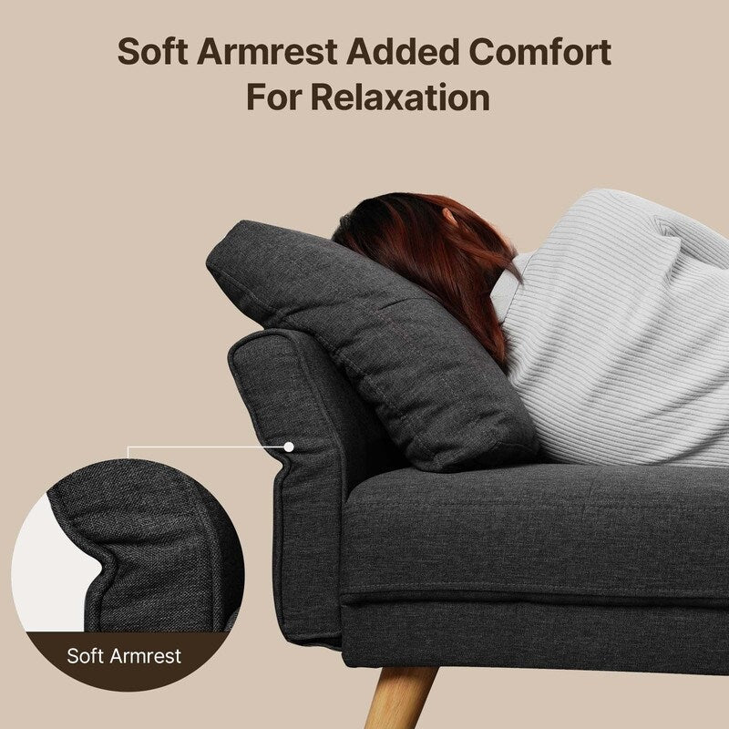 67” Sofa Couch with Soft Armrest Small Sofa Seat with 3 Comfy Pillows,3-Seater Couch for Livingroom