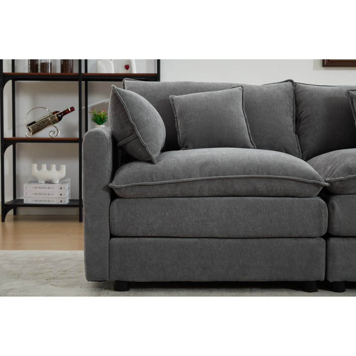 68 Chenille Modular Sectional Sofa with L-Shaped Design, Removable Ottoman, and 2-Seater Configuration