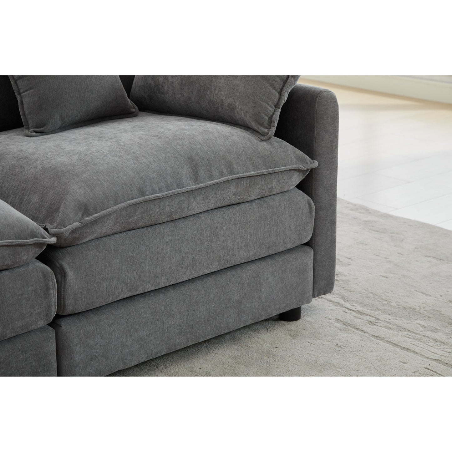 68 Chenille Modular Sectional Sofa with L-Shaped Design, Removable Ottoman, and 2-Seater Configuration