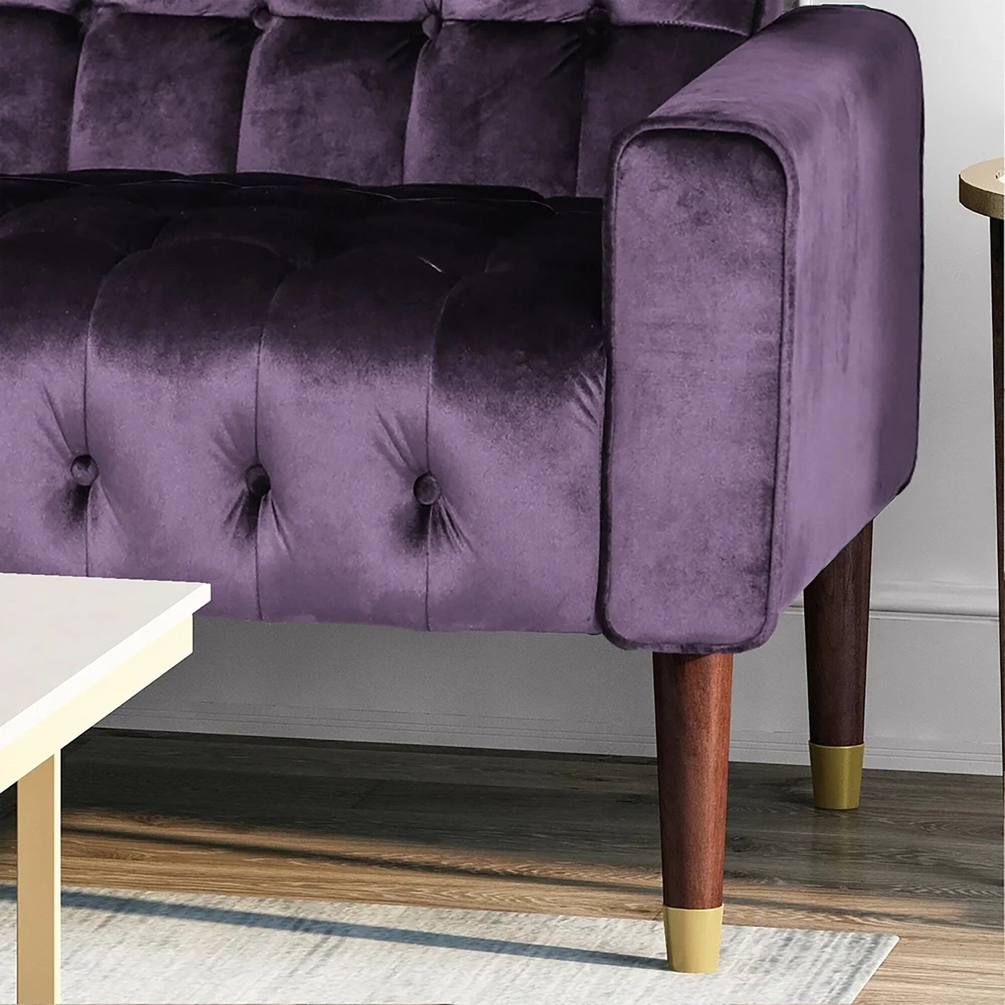 70 in Square Arms Velvet Straight Sofa