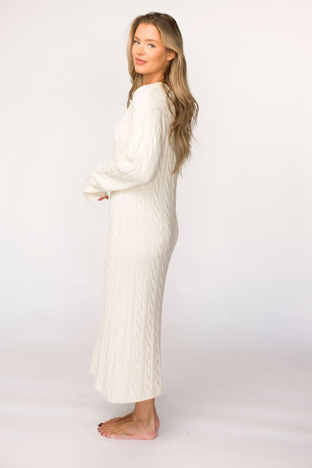 Winslet Cable Knit Maxi Dress in Cream (Almost Sold Out)