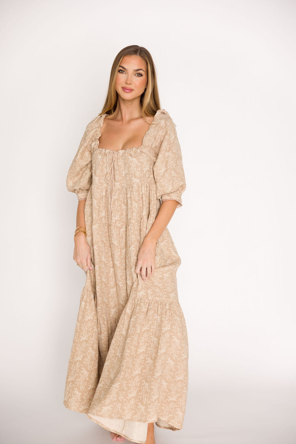 Cara 100% Cotton Maxi Dress in Mocha - Bump Friendly (XS-XL)