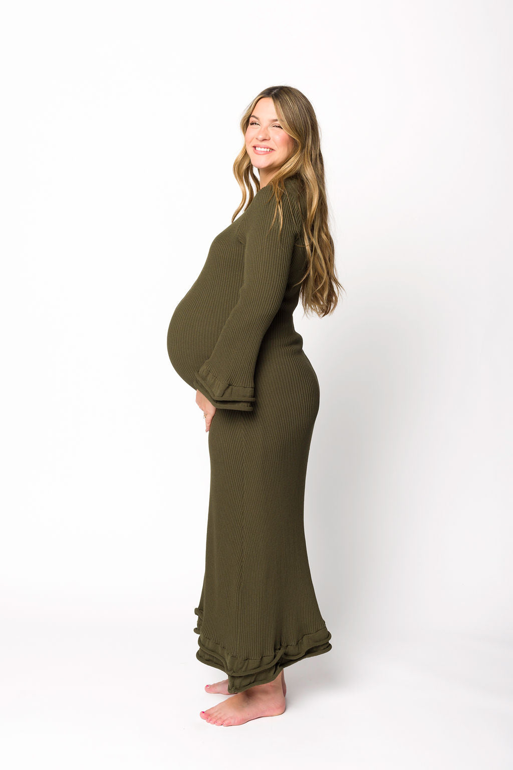 Arlet Dress in Olive - Bump Friendly