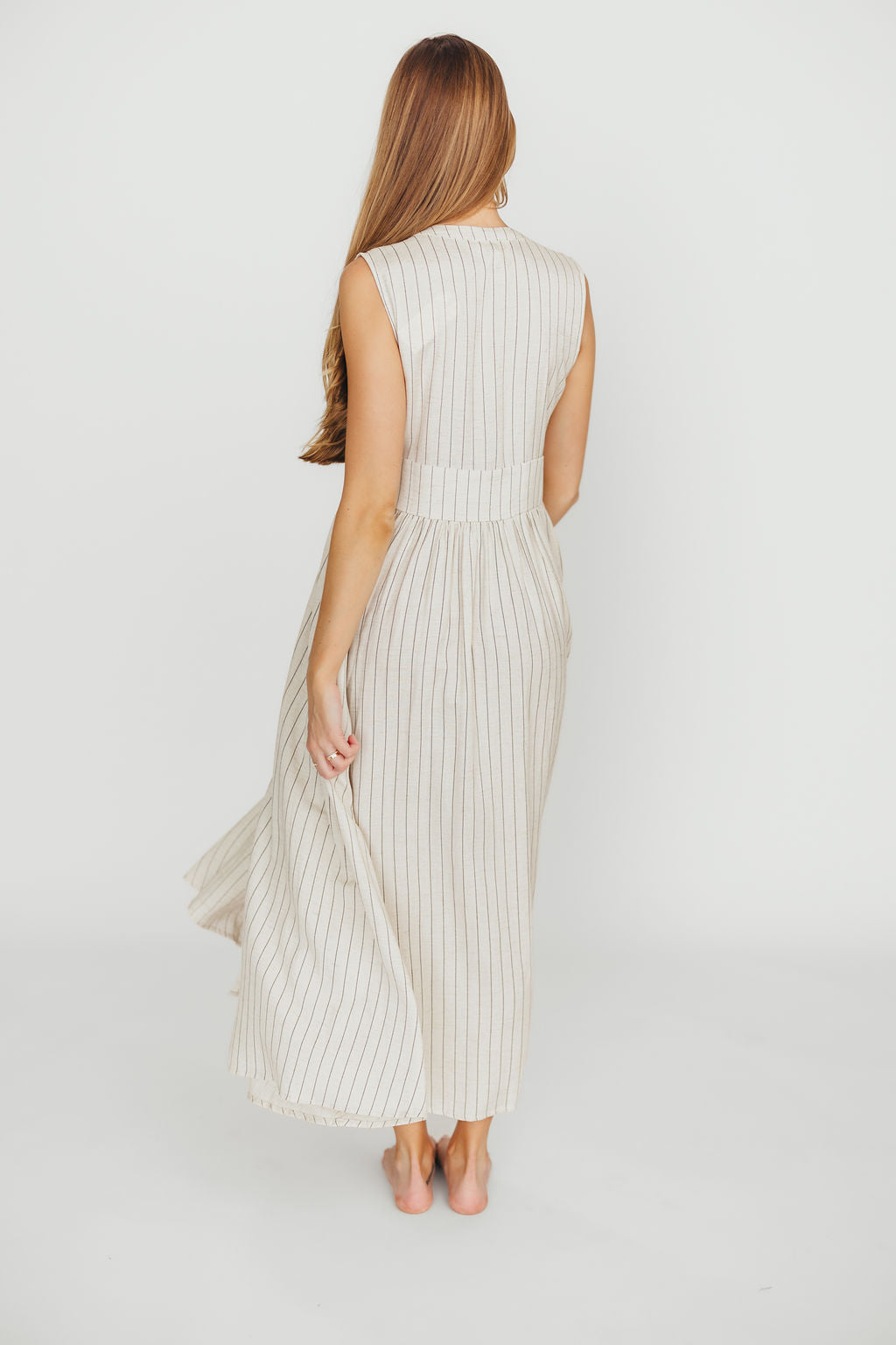 Pippy Button Down Maxi Dress in Natural/Black - Nursing Friendly