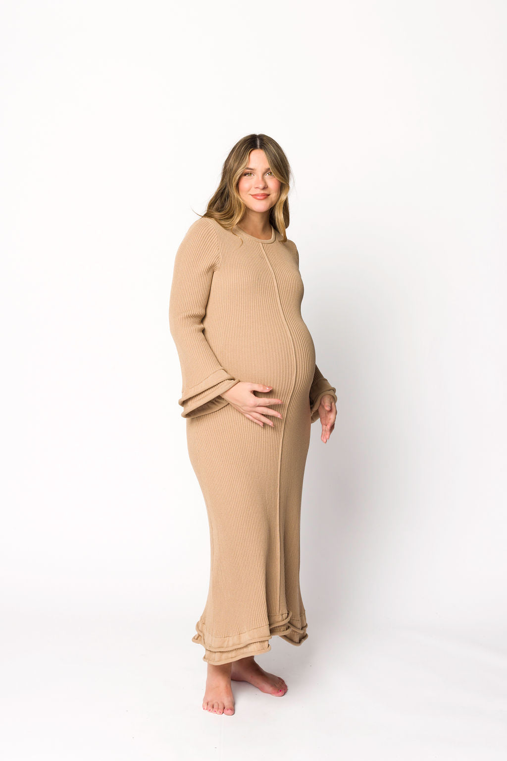Arlet Dress in Taupe - Bump Friendly