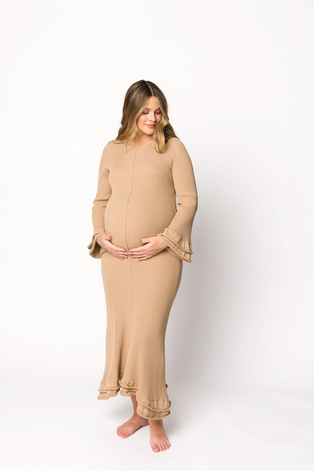 Arlet Dress in Taupe - Bump Friendly