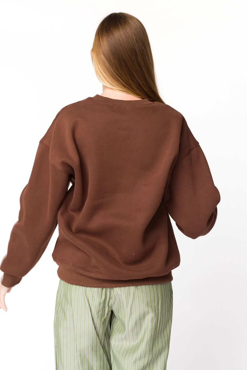 Claire Embroidered Bow Sweatshirt in Chocolate