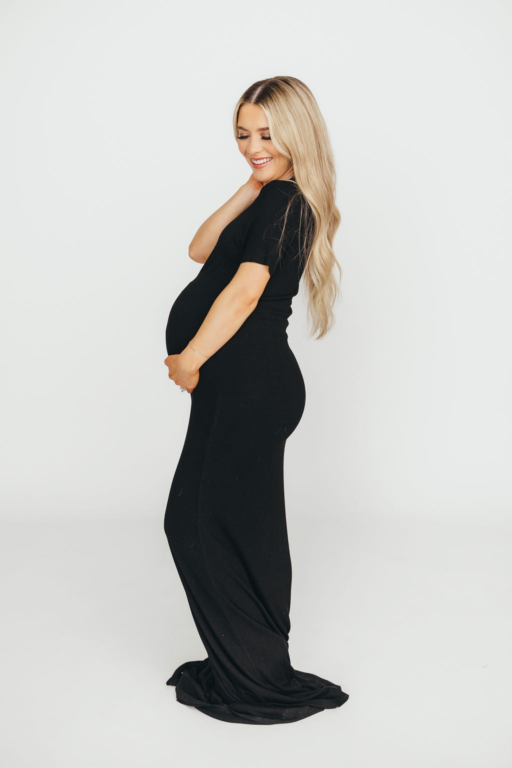 The Charlie Ribbed Maxi Dress in Black