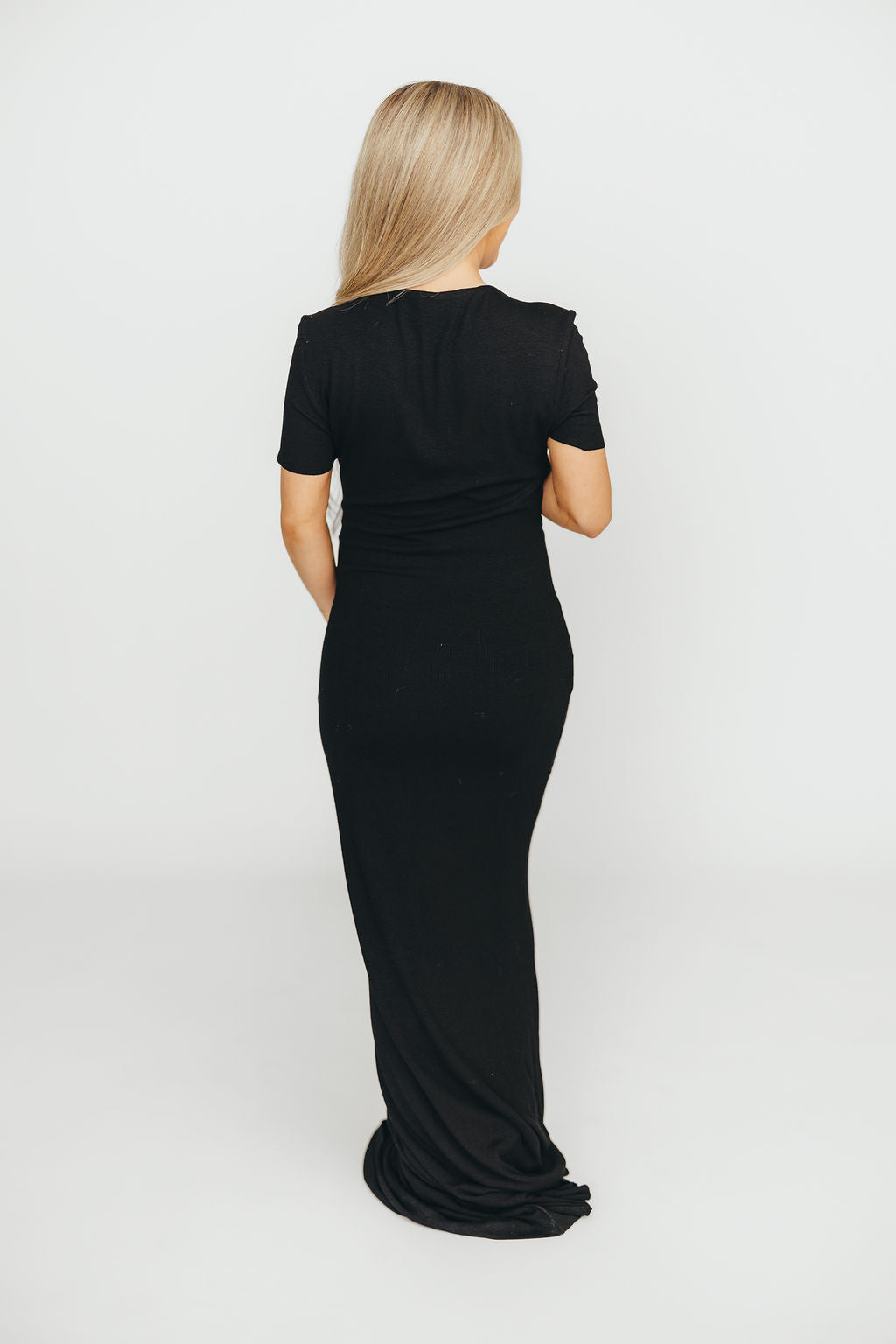 The Charlie Ribbed Maxi Dress in Black