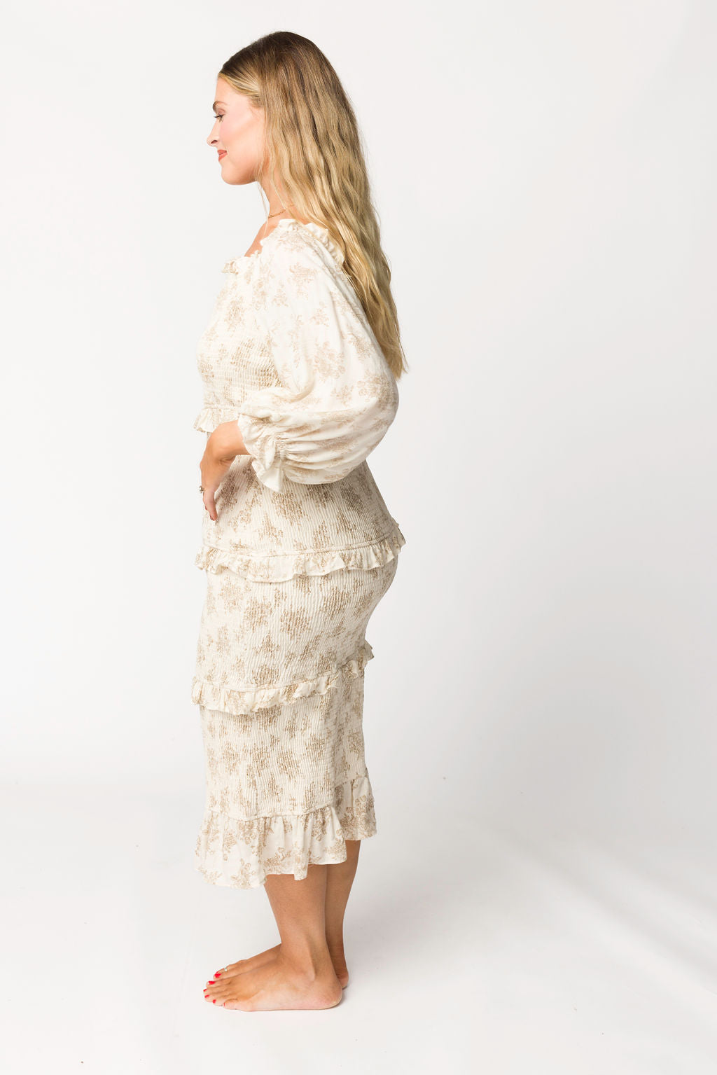 The Chloe Midi Dress in Brown - Bump Friendly