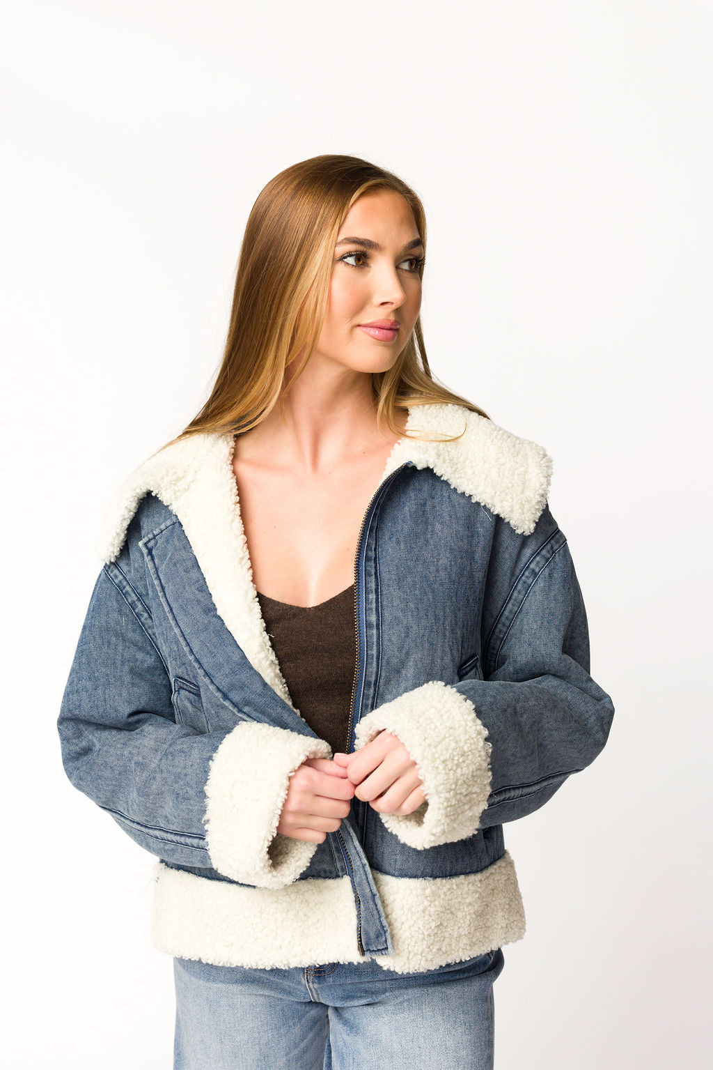 Caitlyn Sherpa and Denim Jacket