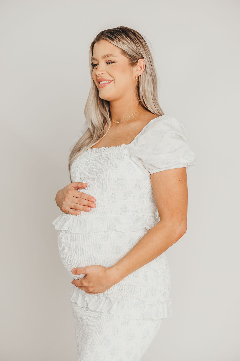 Ada Smocked Dress in Blue Floral- Bump Friendly & Inclusive Sizing (S-3XL)