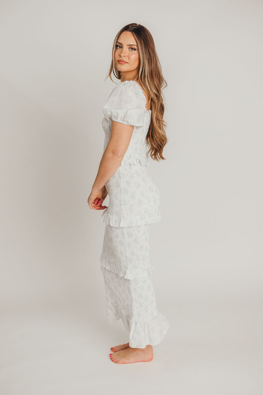 Ada Smocked Dress in Blue Floral- Bump Friendly & Inclusive Sizing (S-3XL)
