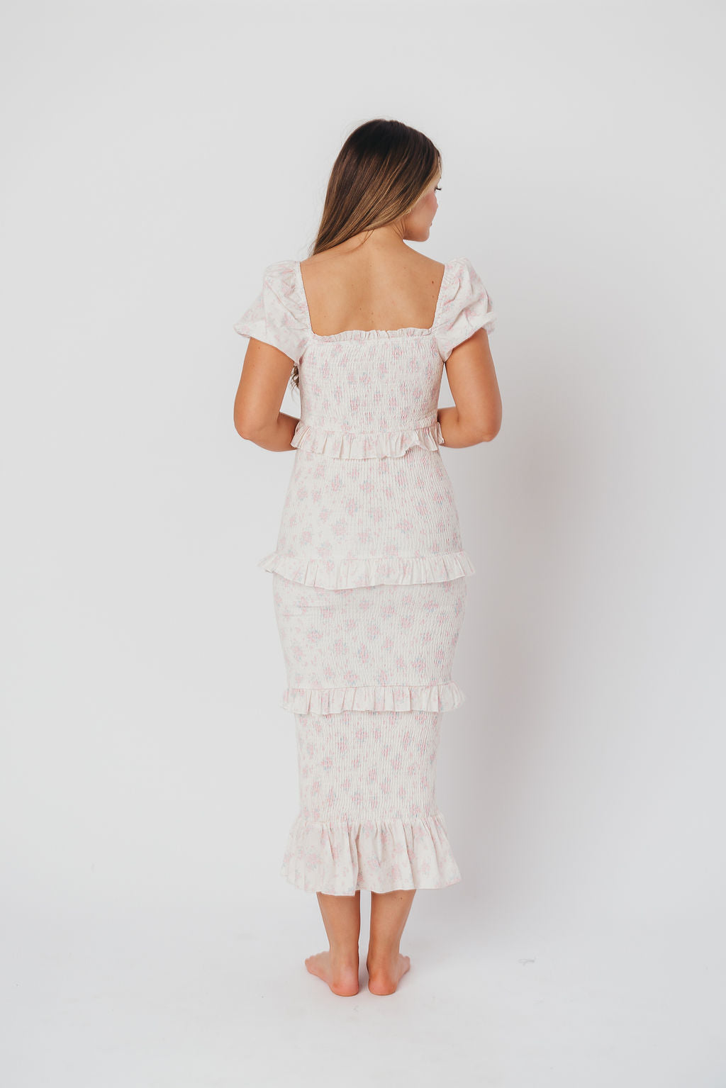 Ada Smocked Dress in Pink Floral- Bump Friendly & Inclusive Sizing (S-3XL)
