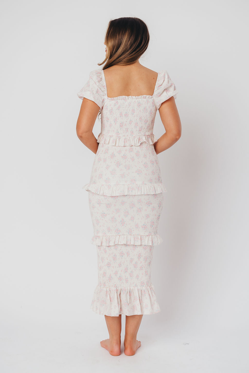 Ada Smocked Dress in Pink Floral- Bump Friendly & Inclusive Sizing (S-3XL)