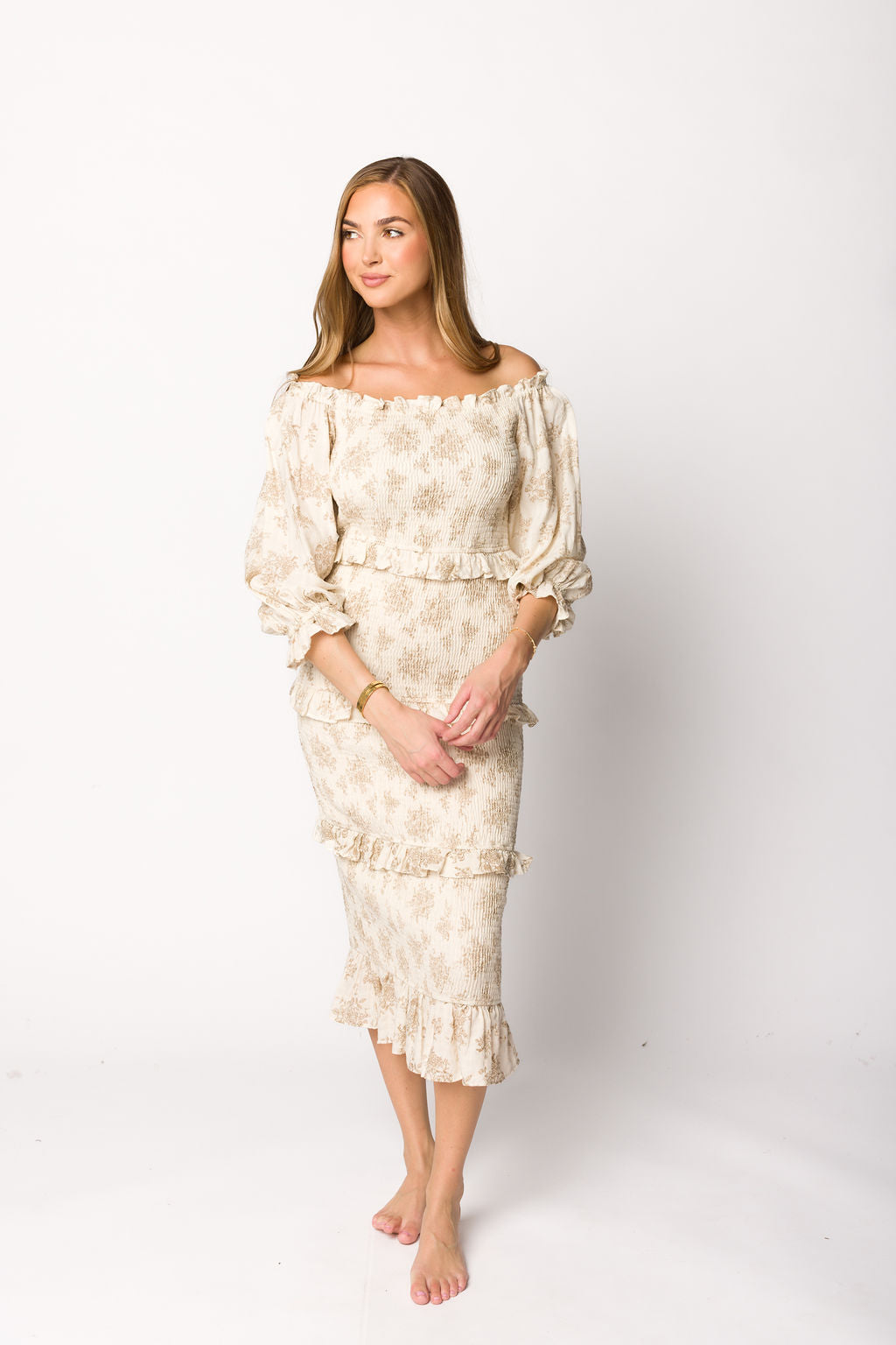 The Chloe Midi Dress in Brown - Bump Friendly
