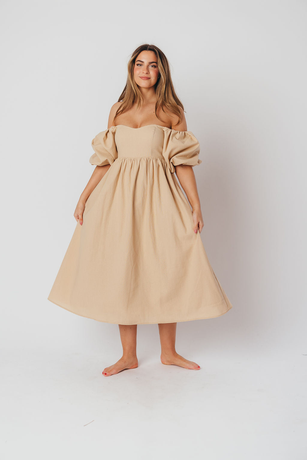 Hamilton Midi Dress in Taupe - Bump Friendly (S-2XL)