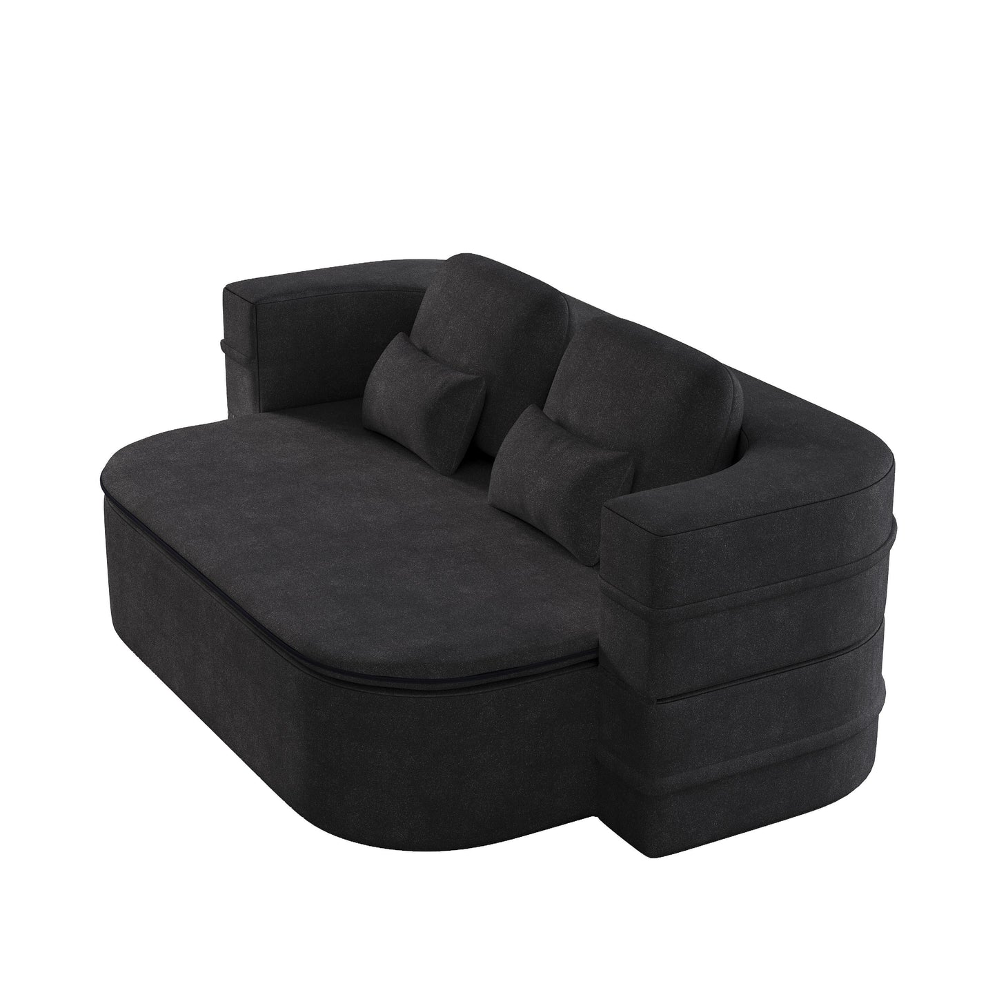 75 2-in-1 Foldable Chenille Sofa Bed with Blanket for Living Room