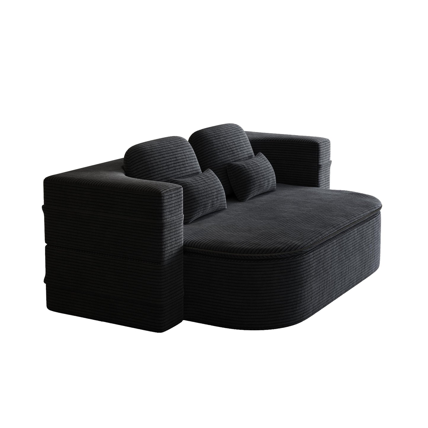 75'' Convertible Sleeper Sofa Bed with Blanket Floor Sofa Lounge Sofa for Living Room