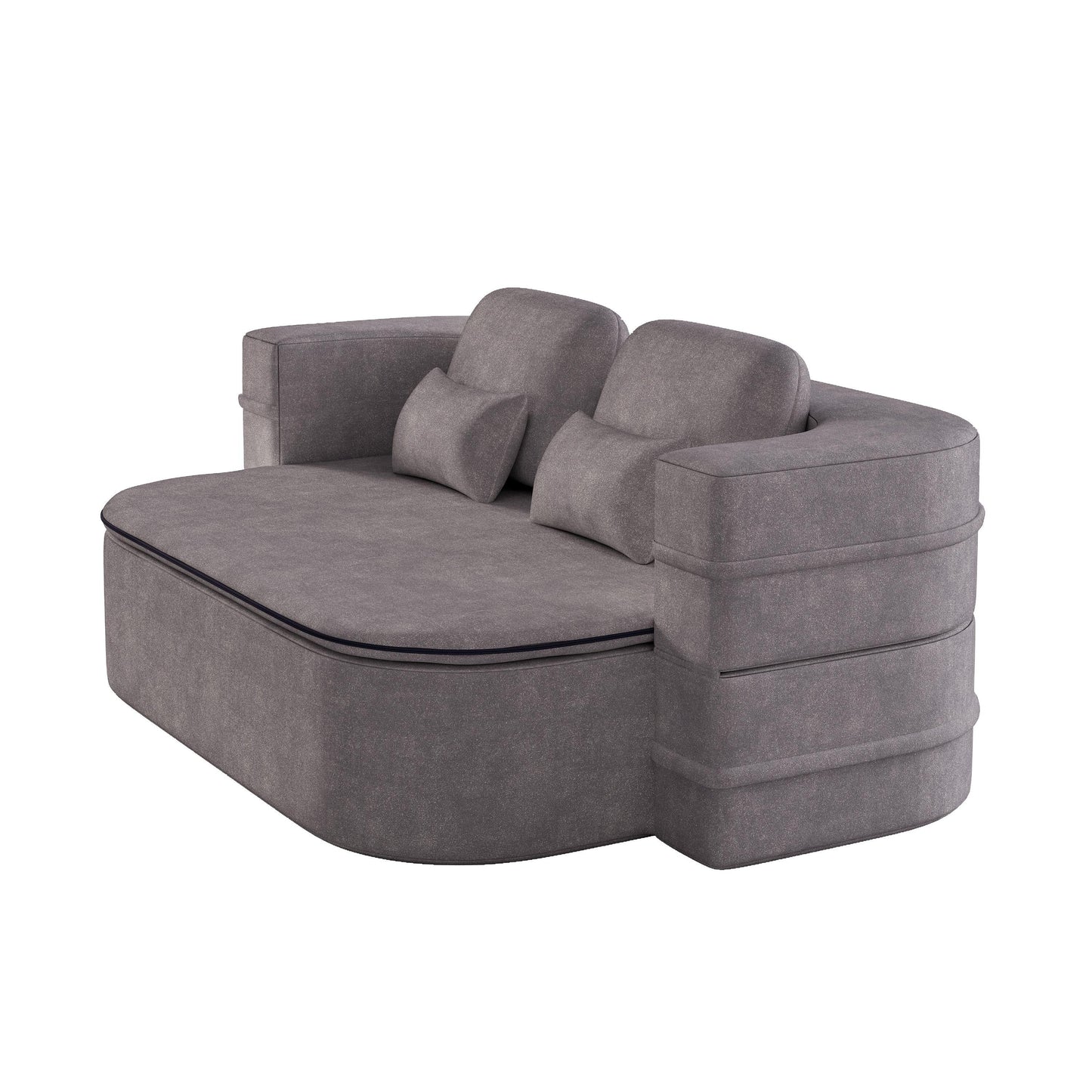 75'' Convertible Sleeper Sofa Bed with Blanket Floor Sofa Lounge Sofa for Living Room